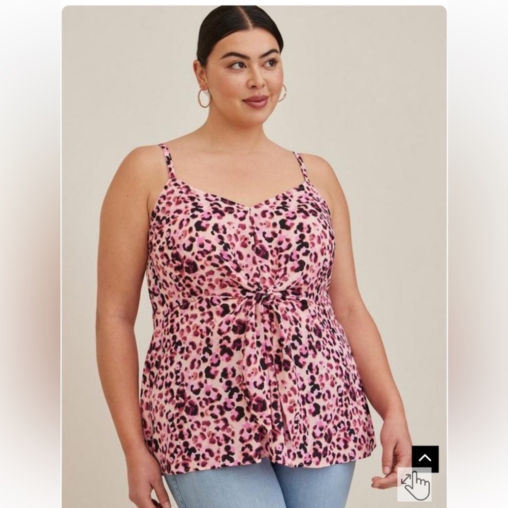 Torrid Leopard Print Peplum Georgette Tie-Front Cami NWT